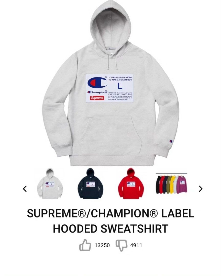Champion supreme label hoodie hot sale