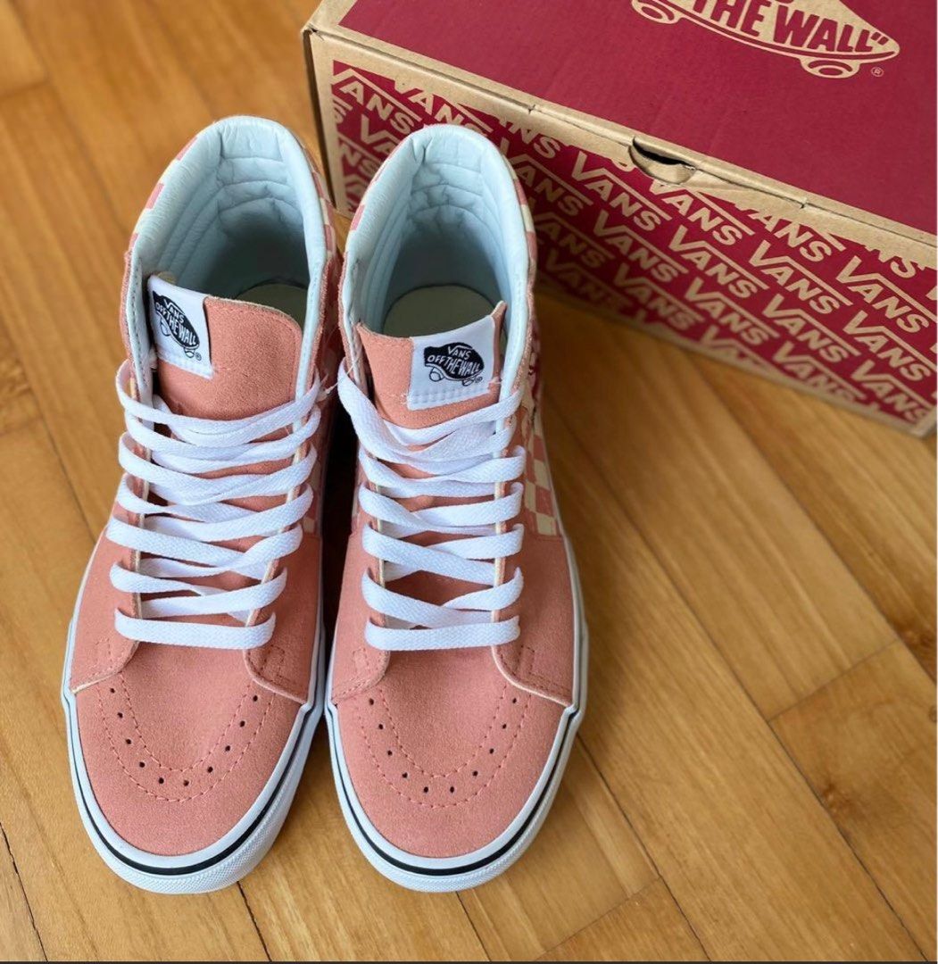 VANS Sk8 Hi Satin Patchwork Checker Pink Women s Fashion Footwear Sneakers on Carousell