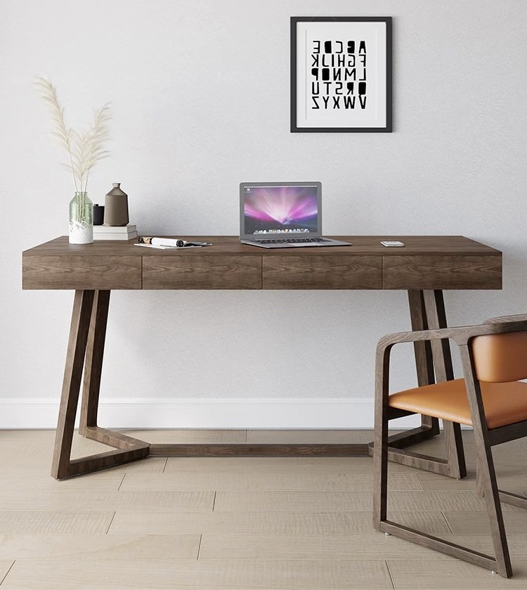 WARREN Rustic Solid Wood Study Desk, Furniture & Home Living, Furniture ...
