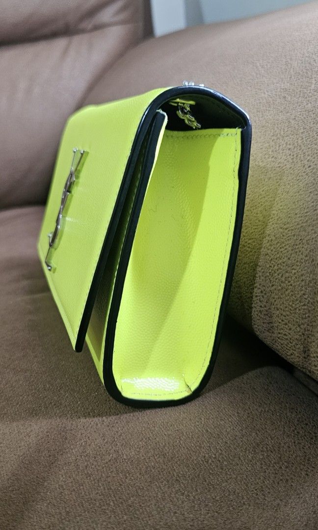 Neon green ysl clutch hot sale