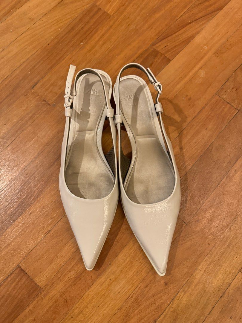 Zara white kitten heels cheap