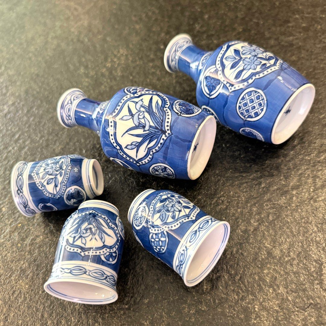 清水焼 平安 陶春造 金彩 染付『蘭文』盃 酒盃 酒杯 共箱 / 酒器 金彩火花清酒杯/津輕琉璃- 東京食器