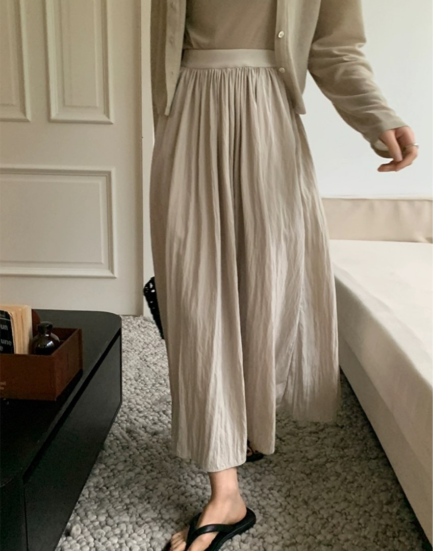 Khaki viscose skirt outlet