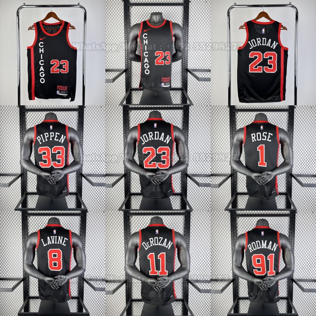CHI Chicago Bulls 2024 NBA jersey Players name and number can be customize 23 Michael Jordan 33 Scottie Pippen 1 Derrick Rose 8 Zach LaVine 91 Dennis Rodman 11 DeMar DeRozan