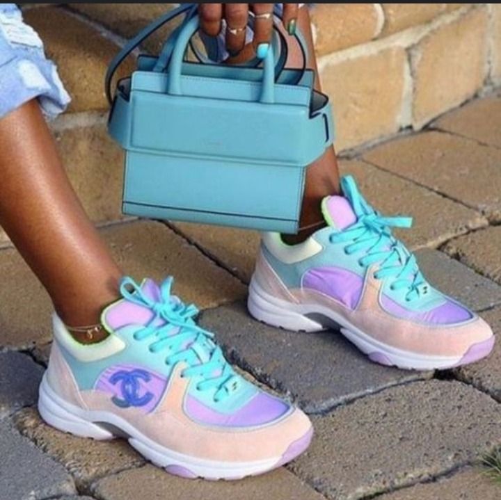 CHANEL Nylon Lambskin Suede Calfskin CC Sneakers Multicoloured Size 36 to 36.5