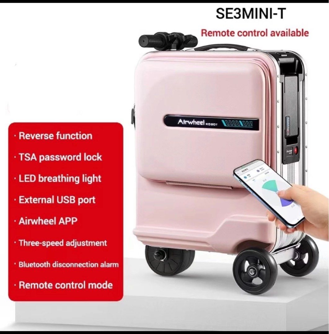 airwheel smart travel luggage (Category: Luggage) located in Manila. Submitted by jansenica (Listing ID 1322321005, Image 2). Description: Airwheel 20-inch Smart Riding Case Mobility Scooter Electric Luggage Travel Boarding Case black,pink,silver pre order 50%dp atleast no rush order 7days arrival.