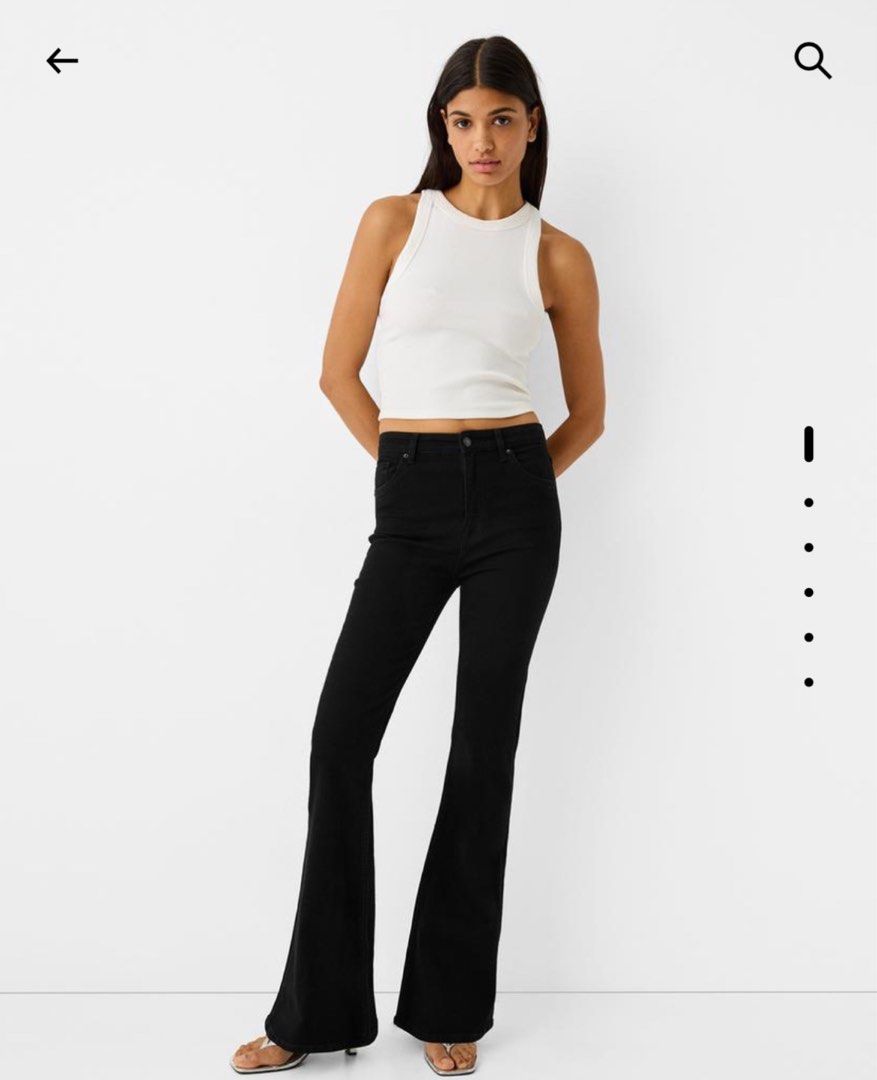 bershka flare denim black jeans Women s Fashion Bottoms Jeans Leggings on Carousell