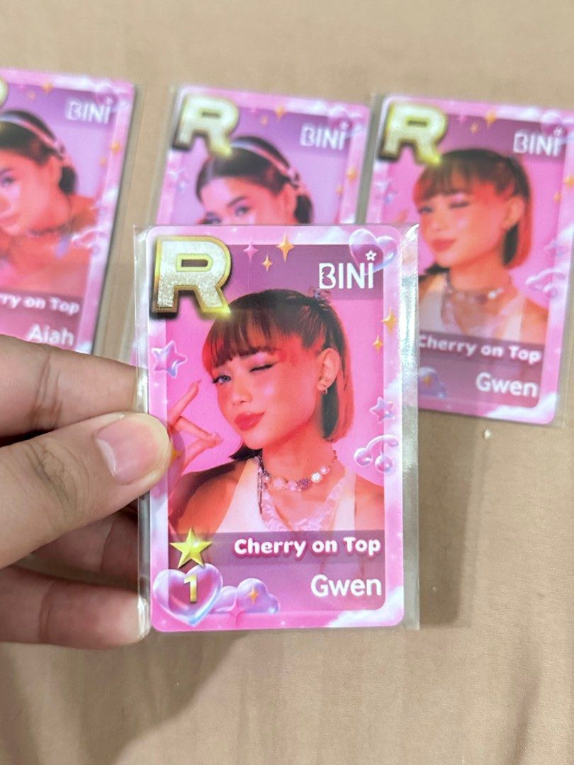 BINI CHERRY ON TOP COMPLETE SET PHOTOCARDS AUTHENTIC WITH FREE SLEEVES (Category: K-Wave Merchandise) located in Morong. Submitted by deegee1234 (Listing ID 1322338581, Image 2). Description: Superstar PH / SSP Photocard Complete set Excess cards available 1k each (Gwen 2pcs).