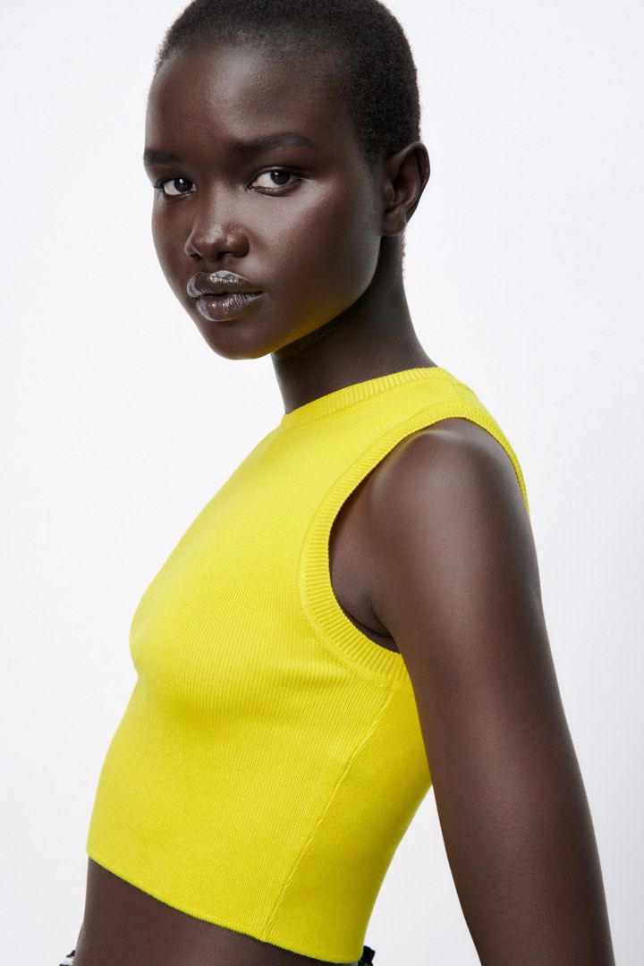 Neon yellow top zara sales