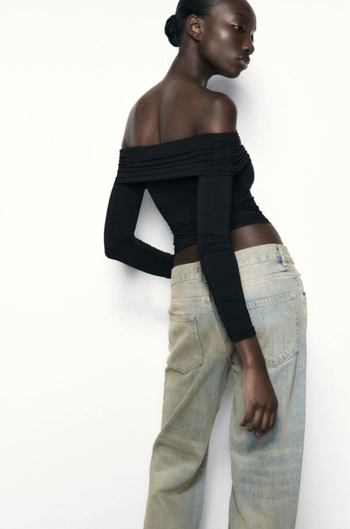 Zara black off the shoulder top top