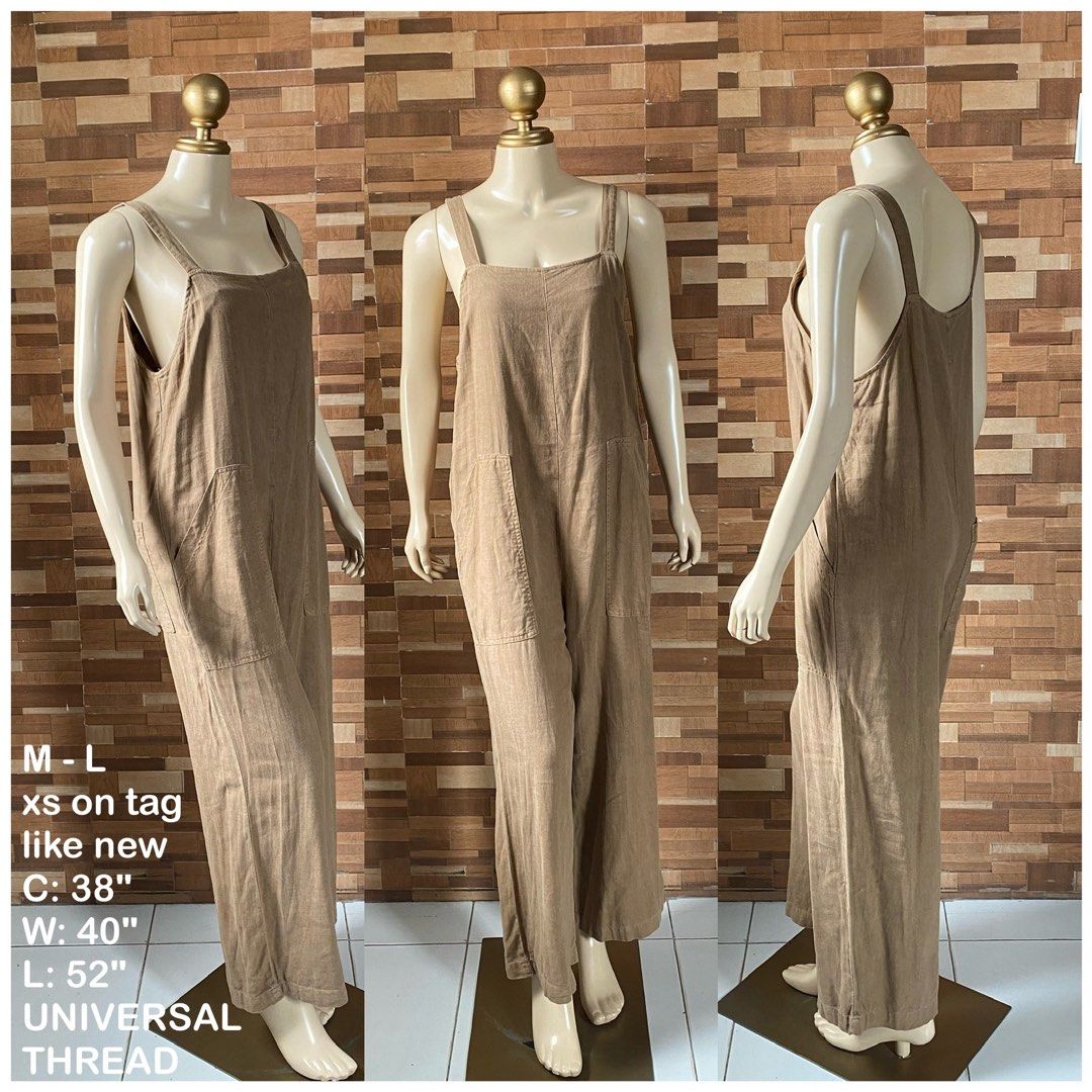 Universal Thread Linen-Style Wide Leg Jumpsuit | M-L (Category: Jumpsuits) located in Manila. Submitted by meisu_mnl (Listing ID 1322324945, Image 1). Description: Universal Thread Linen-Style Wide Leg Jumpsuit 🤎✨ effortlessly chic and comfy 🌿 perfect for casual days, coffee dates, errands, beach trips, or minimalist outfits 🤎 Details: * Brand: Universal Thread * Size on tag: XS * Fits up to: M–L (relaxed oversized fit) * Condition: Like new ✨