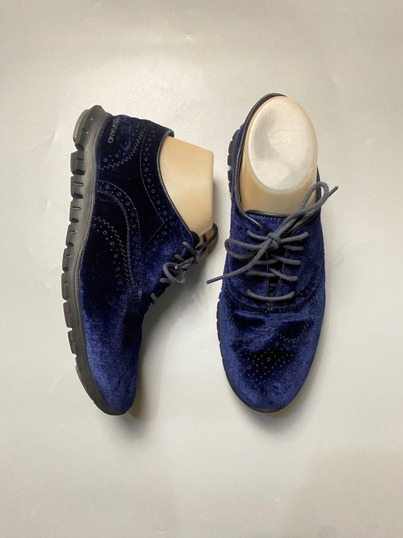 Cole haan blue velvet oxford laceup comfort Women s Fashion Footwear Shoe inserts on Carousell