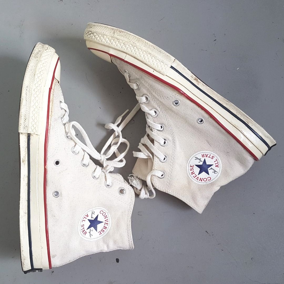 Converse Designer Sneakers All American Converse One Star WHITE Sneakers US 8 EUR 41.5 Chuck Taylor All Star Shoes High Top Retro Look Pop