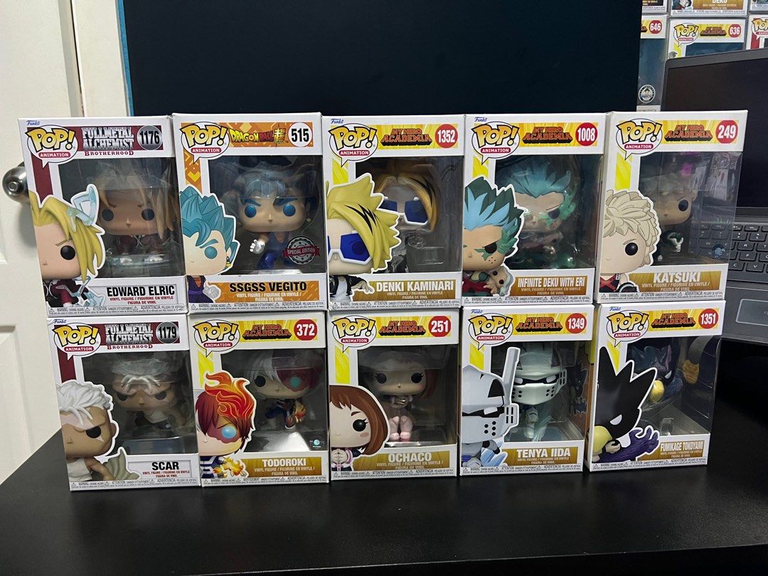 [FS] Assorted Funko Pop - FMAB, DBZ, MHA (Category: Designer & Blind Box Toys) located in Manila. Submitted by arc_algv (Listing ID 1322219987, Image 1). Description: RFS: Decluttering Prices and Conditions are listed below. Feel free to PM for box pictures! Not listed below means no longer available. FMAB: Scar(9) - 450 Edward (9) - 450 * As Set - 800 DBZ: SSGSS Vegito (9) - 400 MHA: Tokoyami (5)- 400 Ochaco (8) - 400 * As Set - 700 MOP: BDO/GCa