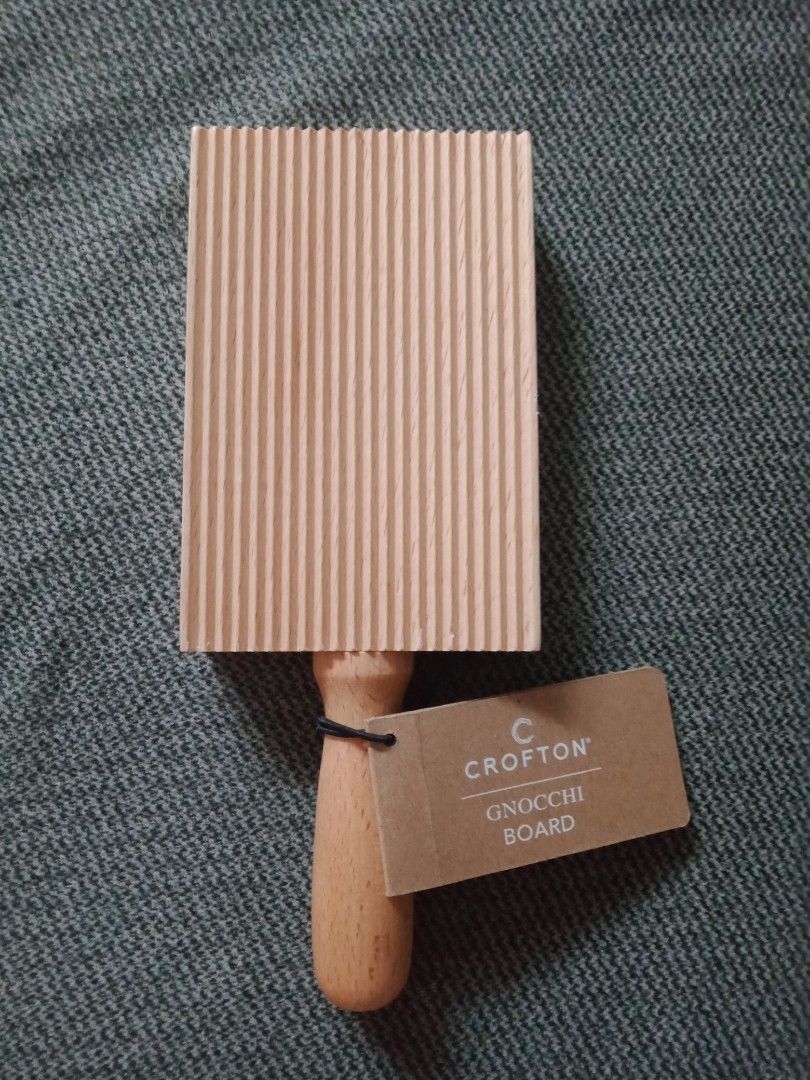 Gnocchi Board Crofton Wooden & Rolling Pin Pasta Kitchen Tools (Category: Cookware & Accessories) located in Manila. Submitted by PickClickShip (Listing ID 1322223810, Image 1). Description: Gnocchi Board Crofton Wooden Pasta Kitchen Tools item no.1 Brand: Crofton - Wooden Board @P150 - Dimension: 8 x 3 x 1" - pasta Gnocchi Board item no.2 Brand: Crofton - wooden Rolling Pin @P170 - dimension: 13.2 x 1".