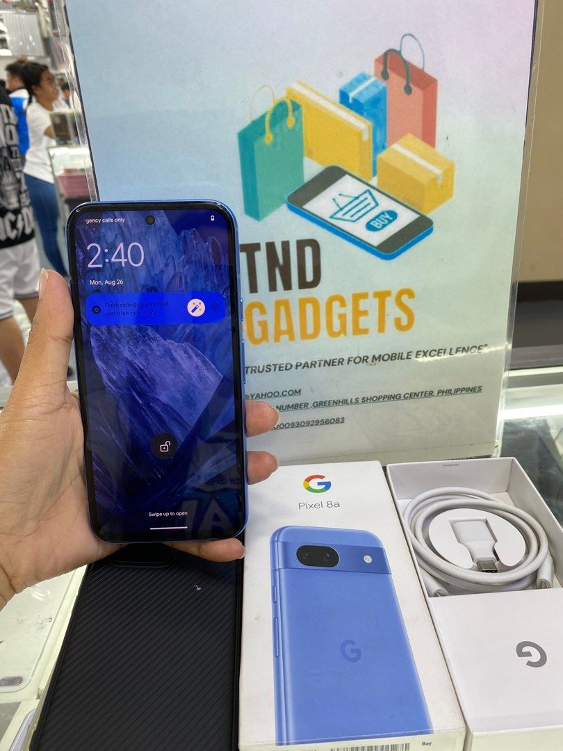 Google Pixel 8a (Category: Google Pixel) located in Pasig City. Submitted by melissaomb01623 (Listing ID 1322299252, Image 1). Description: Google Pixel 8a 8gb Ram 128gb Rom good as new complete with box 💯smooth no issue check all u want 📌pick up store in greenhills shopping center 📌we do cod in metro manila and near provinces just add sf only 📌we ship nationwide via LBC 📌we accept swap/trade in 📌we accept credit card installment 📌we accep