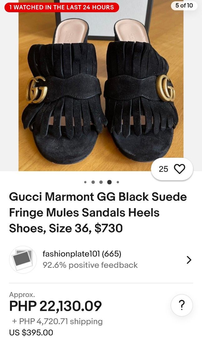 Gucci marmont fringed mules best sale
