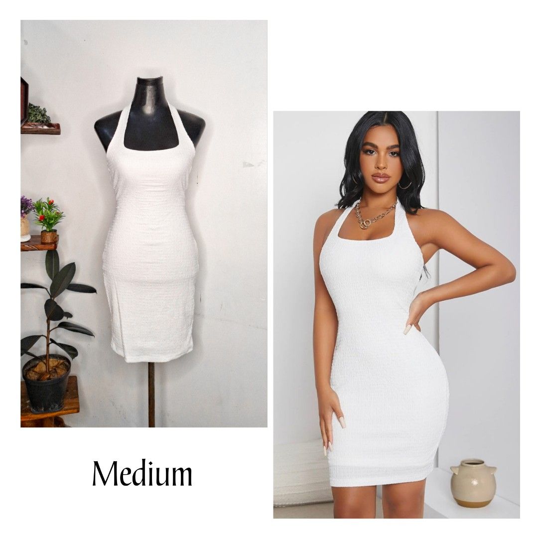 Halter Neck Bodycon White Dress with inner lining Women s Fashion Dresses Sets Dresses on Carousell