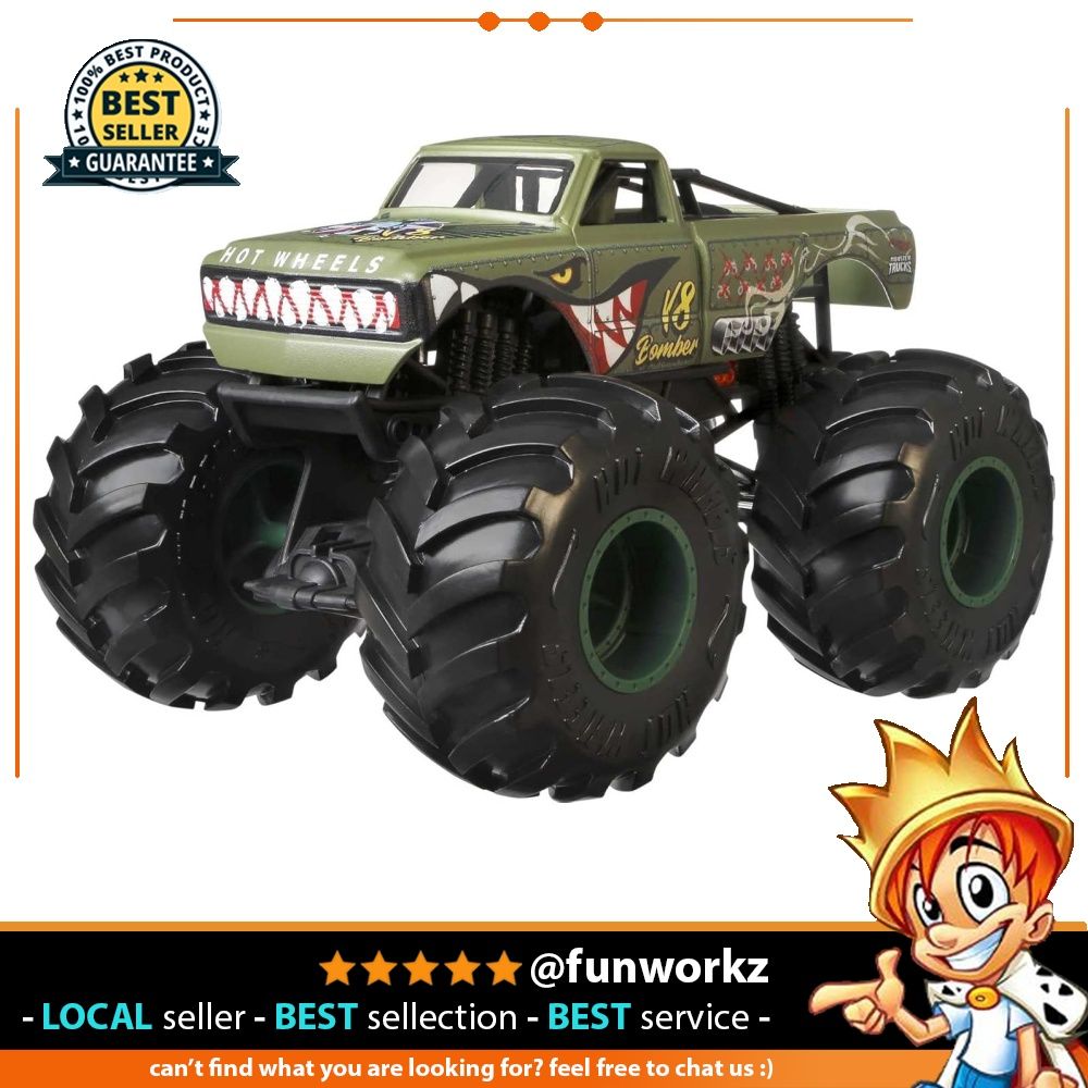 Hot Wheels Monster Truck 1:24 Scale Green Bomber Vehicle with