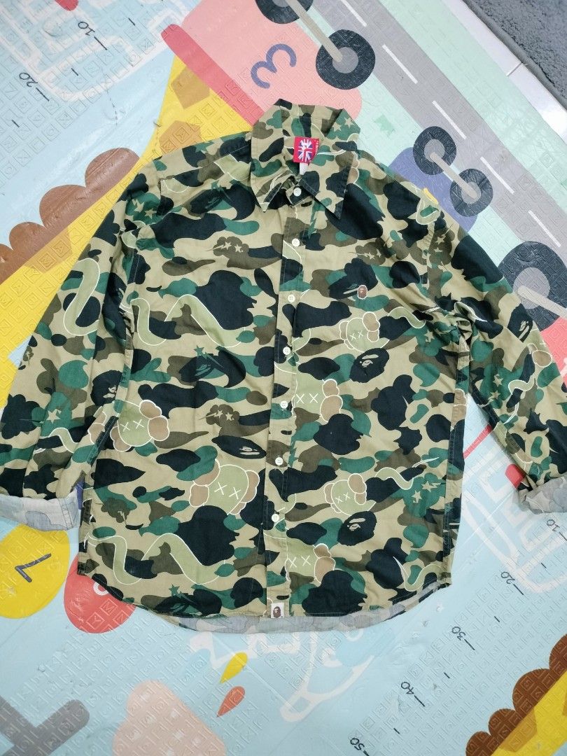 Kemeja Bape x Kaws Rare Men s Fashion Tops Sets Formal Shirts on Carousell