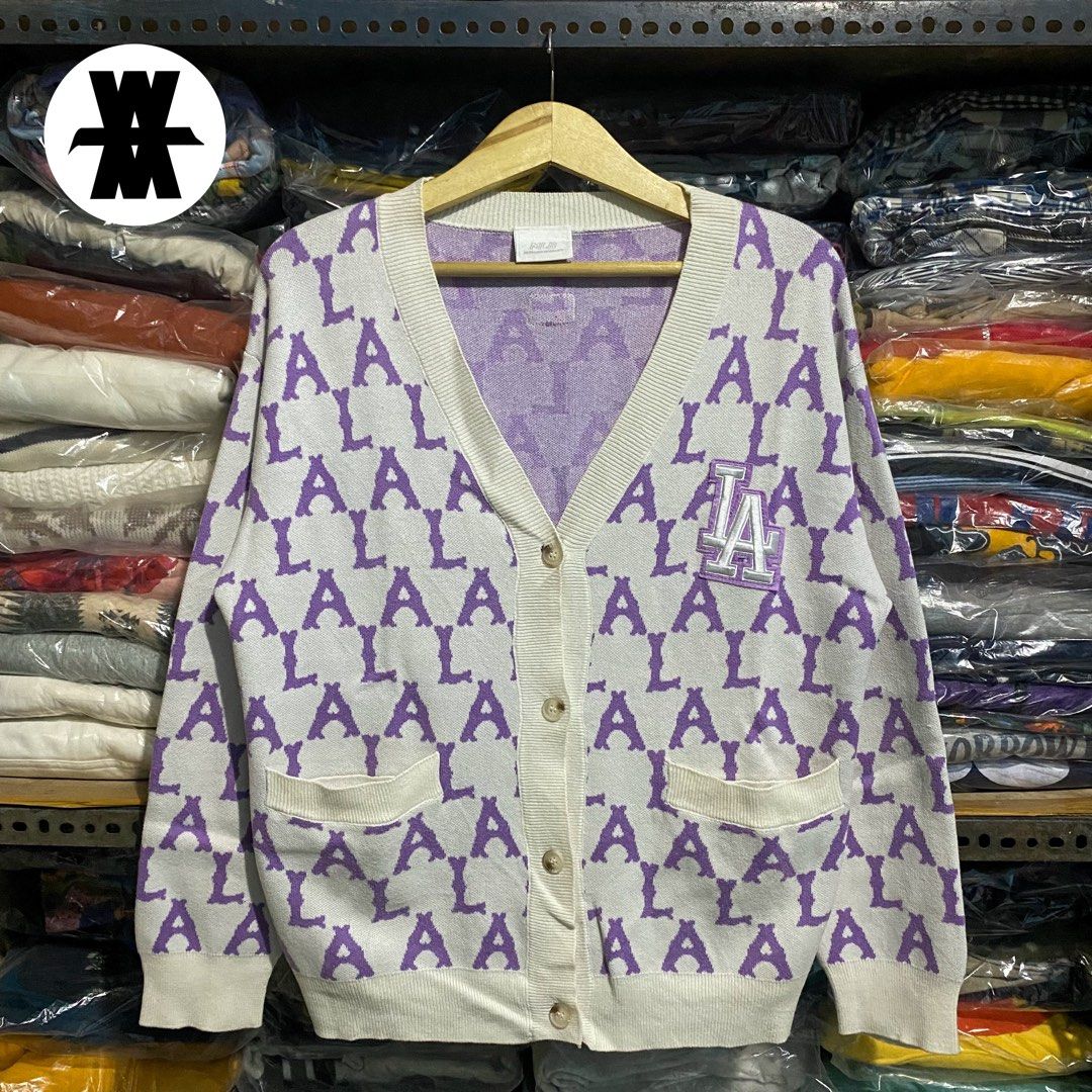 MLB LA Dodgers Monogram Cardigan Fesyen Pria Pakaian Baju Luaran di Carousell