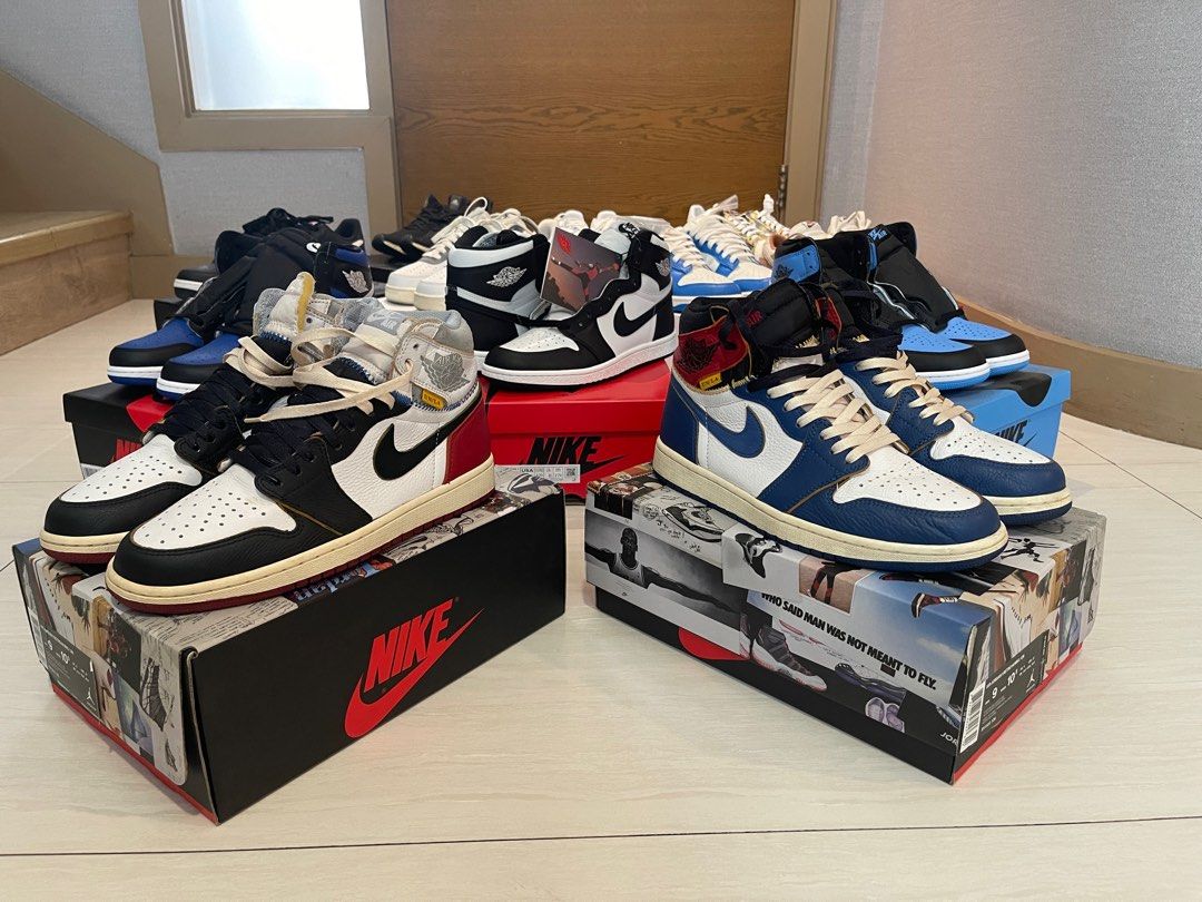 Nike unloading (Category: Sneakers) located in Pasig City. Submitted by popsbalisbis (Listing ID 1322272829, Image 3). Description: Unloading: All authentic pairs All size 9 unless specified Jordan 1 High OG Union Pack 9/10 or better. As pack only 130k Jordan 1 high OG Royal Toe Bnds 12.5k Jordan 1 Retro High 85 black white Bnds 12.5k Jordan 1 High OG UNC Toe Bnds 12.5k AF1 Supreme x CDG 9/10 15k AF1 Nike By You (Gray/Sail) US size 8.5 9/10 4.5k 