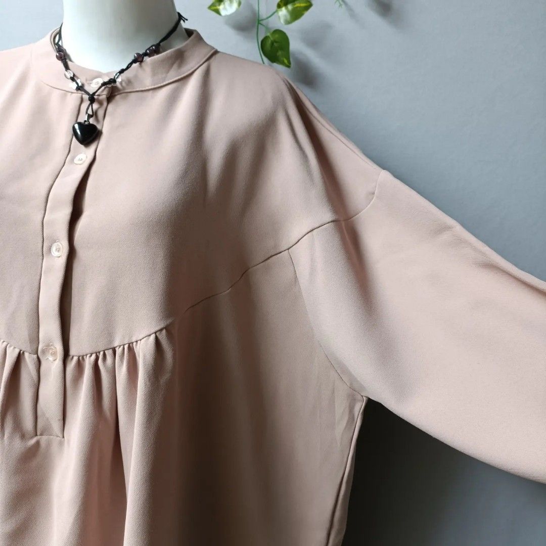 Alpha Brown Korean oversized dress coksu mori kei morikei lengan