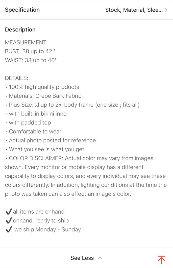 Plus Size Swimsuit Terno with Free Cover up (Category: Bikinis & Swimsuits) located in Manila. Submitted by eyscloset (Listing ID 1308093972, Image 3). Description: used once medyo malaki yung top niya sakin I’m 38b .
