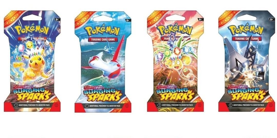 pokemon surging sparks sleeved booster pack case Pokmon Includes 6 Booster BoxesTerawatts of electricity crash down from the sky in a tropical paradise Pokmon TCG: Scarlet & Violet-Surging