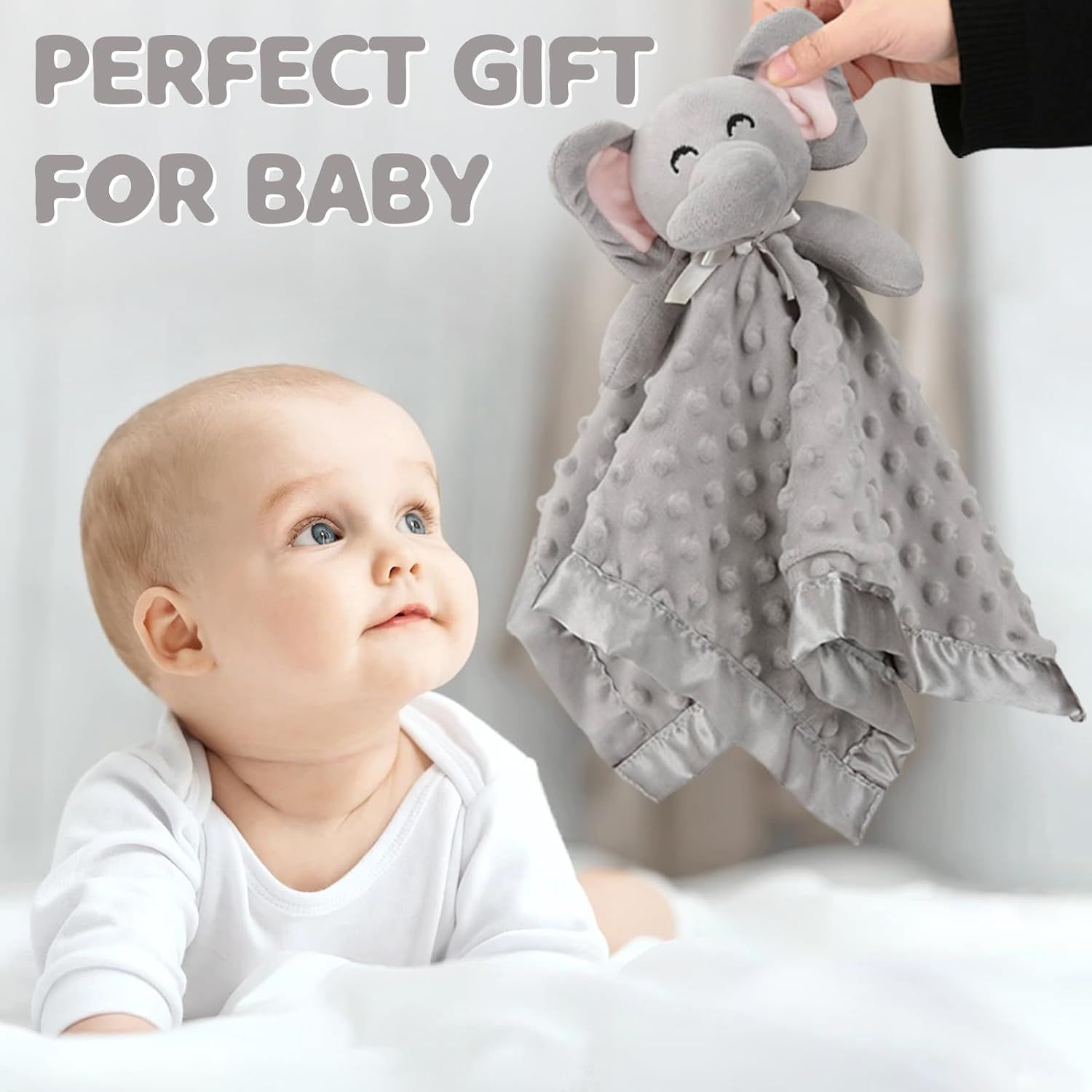 Pro Goleem gray elephant Elephant Baby Lovey Stuffed Plush Lovie Security Blanket for Boys and Girls Minky Dot Fabric Best Gift for Newborn Infant Grey 15 A Gray Elephant Babies Kids Babies
