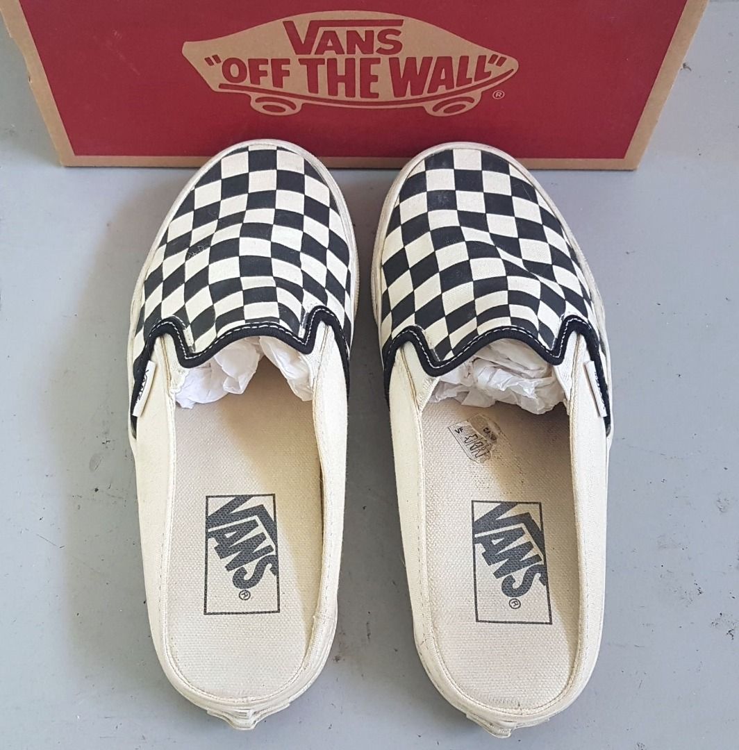 Rare VANS Designer Shoes OFF THE WALL Black and White Checkered Model Slip On Model Size US 5.5 UK 3 EUR 35 All American Sneakers Pop Culture