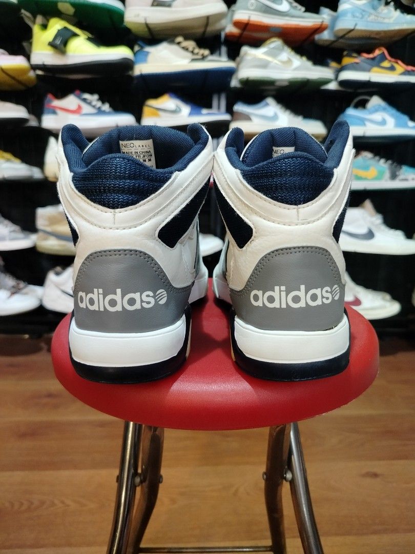 SEPATU ADI NEO MID WHITE GREY, Fesyen Pria, Sepatu Sneakers di