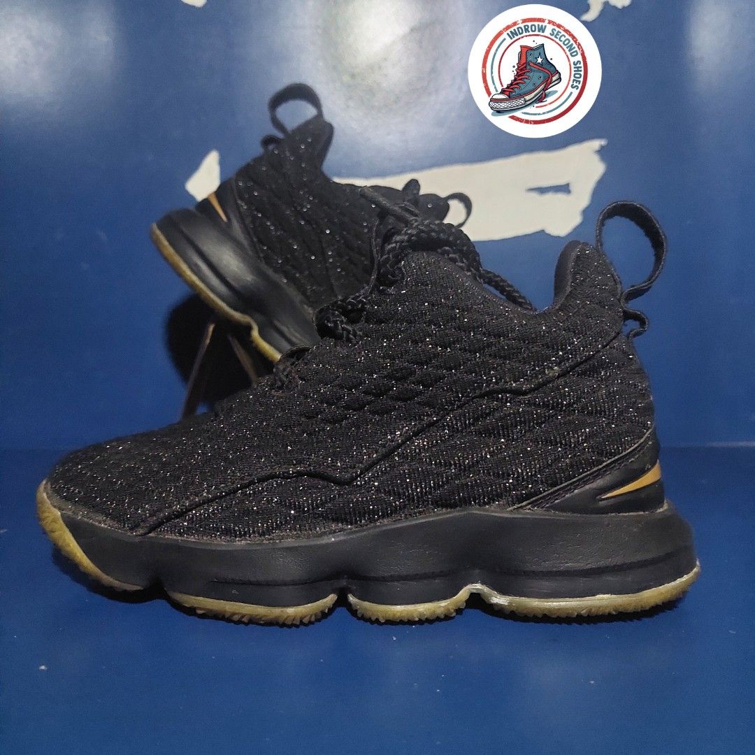 SEPATU SECOND BEKAS TRIFHT ANAK REMAJA DEWASA Nike Lebron XV PS 15 Black Gold Little Kids Basketball Shoes 922812 006 Size 11