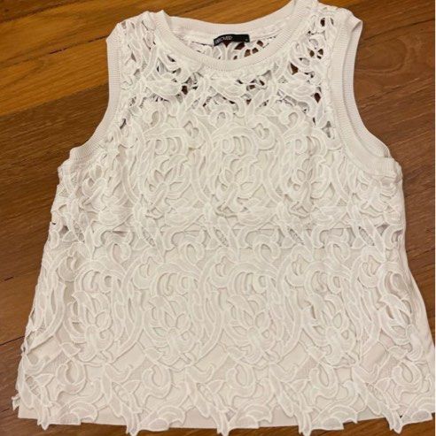 Topshop White Lace Crochet Top M