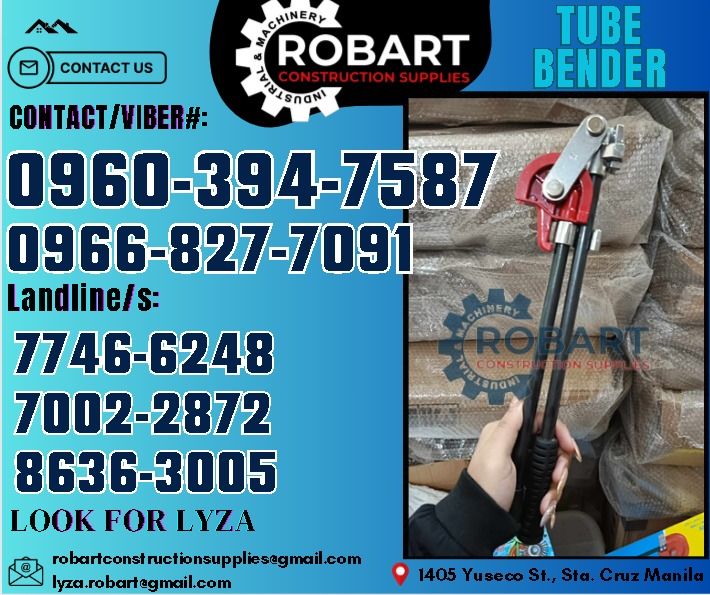 Tube Bender (Category: Construction Tools & Equipment) located in Manila. Submitted by lyzarobart11 (Listing ID 1322215280, Image 1). Description: Tube Bender Brand: Goat Size: 1/2" 𝑹𝑶𝑩𝑨𝑹𝑻 𝑪𝑶𝑵𝑺𝑻𝑹𝑼𝑪𝑻𝑰𝑶𝑵 𝑺𝑼𝑷𝑷𝑳𝑰𝑬𝑺 𝒪𝒻𝒻𝒾𝒸𝑒 𝒜𝒹𝒹𝓇𝑒𝓈𝓈: 𝟣𝟦𝟢𝟧 𝒴𝓊𝓈𝑒𝒸𝑜 𝒮𝓉. 𝒮𝓉𝒶 𝒞𝓇𝓊𝓏 𝑀𝒶𝓃𝒾𝓁𝒶 ꜱᴇɴᴅ ᴜꜱ ᴍᴇꜱꜱᴀɢᴇ ꜰᴏʀ ɪɴQᴜɪʀɪᴇꜱ ‼️ ‼️ ɢʟᴏʙᴇ: (0966-827-7091) ꜱᴍʀᴛ - (0960-394-7587) ᴠɪʙʀ - (0960-394-7587) ʟᴀɴᴅʟɪɴᴇ: (8636-ʟᴏᴏᴋ ꜰ