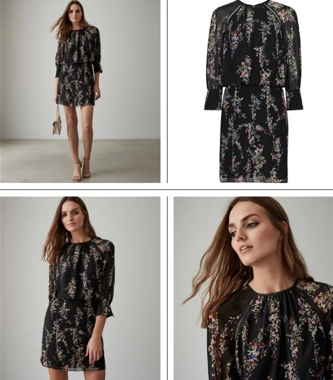 UK Reiss 99 New REISS Roma Black Floral dress Carousell