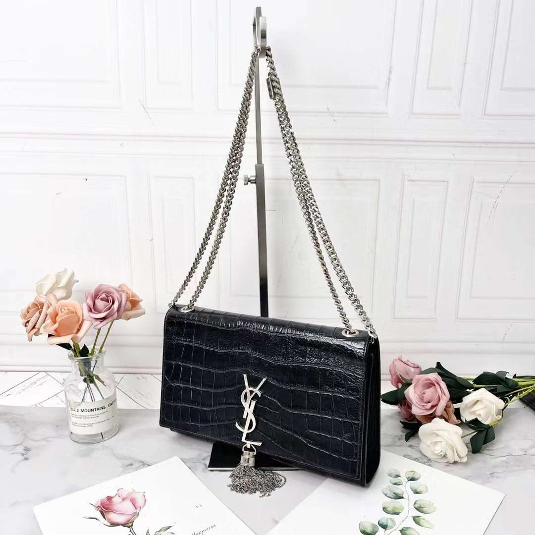 YSL Saint Laurent Kate Small Tassel in Black Crocodile Embossed Leather Luxury Bags Wallets on Carousell