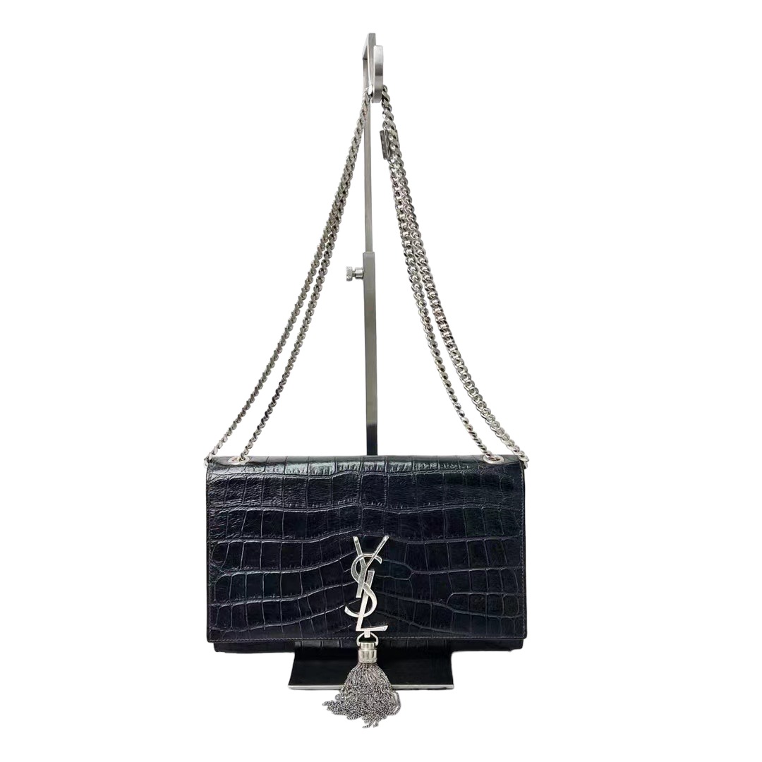 YSL Saint Laurent Kate Small Tassel in Black Crocodile Embossed Leather Luxury Bags Wallets on Carousell