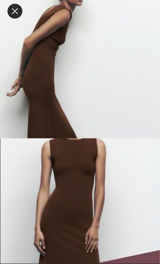 wearing a backless dress with a bra Elegant chocolate brown maxi dress Zara  Yourse Vintage