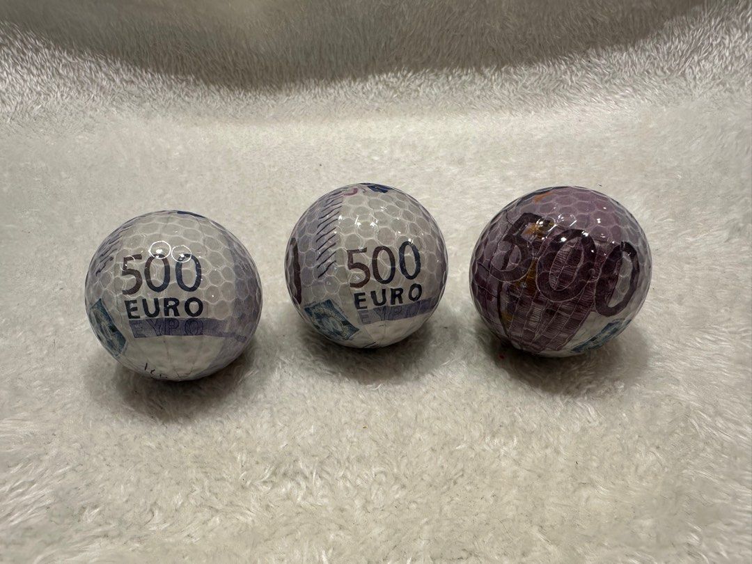 歐洲貨幣歐羅錢幣形禮品哥爾夫球三個Euro 500 Foreign Currency money golf ball 3 pcs, 運動產品,  運動與體育, 運動與體育- Golf - Carousell