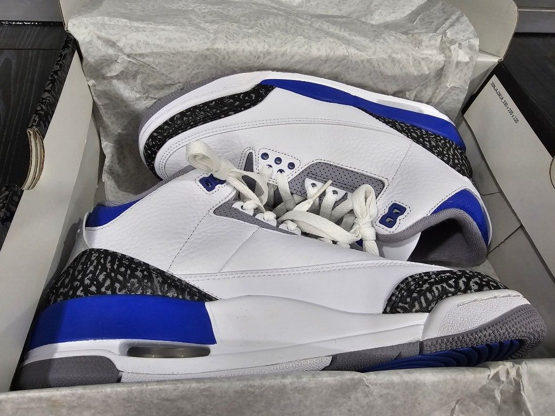 retro 3 white racer blue