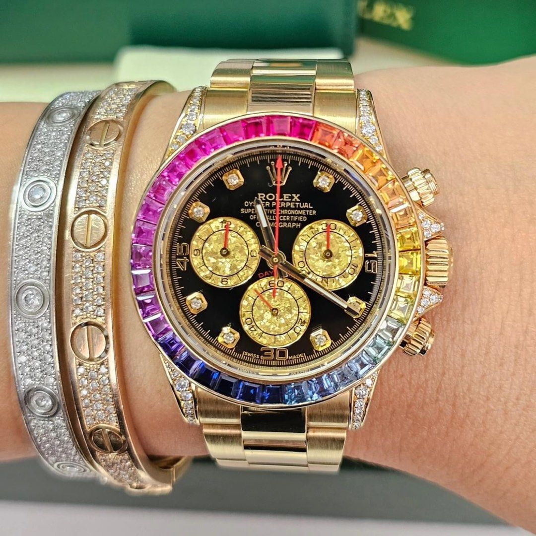 Authentic Rolex Daytona Rainbow Mens (Category: Luxury Watches) located in Quezon City. Submitted by luxurystationph.com (Listing ID 1322512723, Image 1). Description: ✅️️PP3,399,000 only✅️ Daytona Rainbow Mens 40mm Full Set Year 2015 model .
