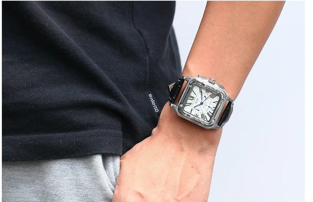 Aviator Design By JARAGAR Brand Male Relogio Square Case Roman Numeral Dial Auto Date Day Calendar Leather Belt Automatic Mechanical Men s Watch