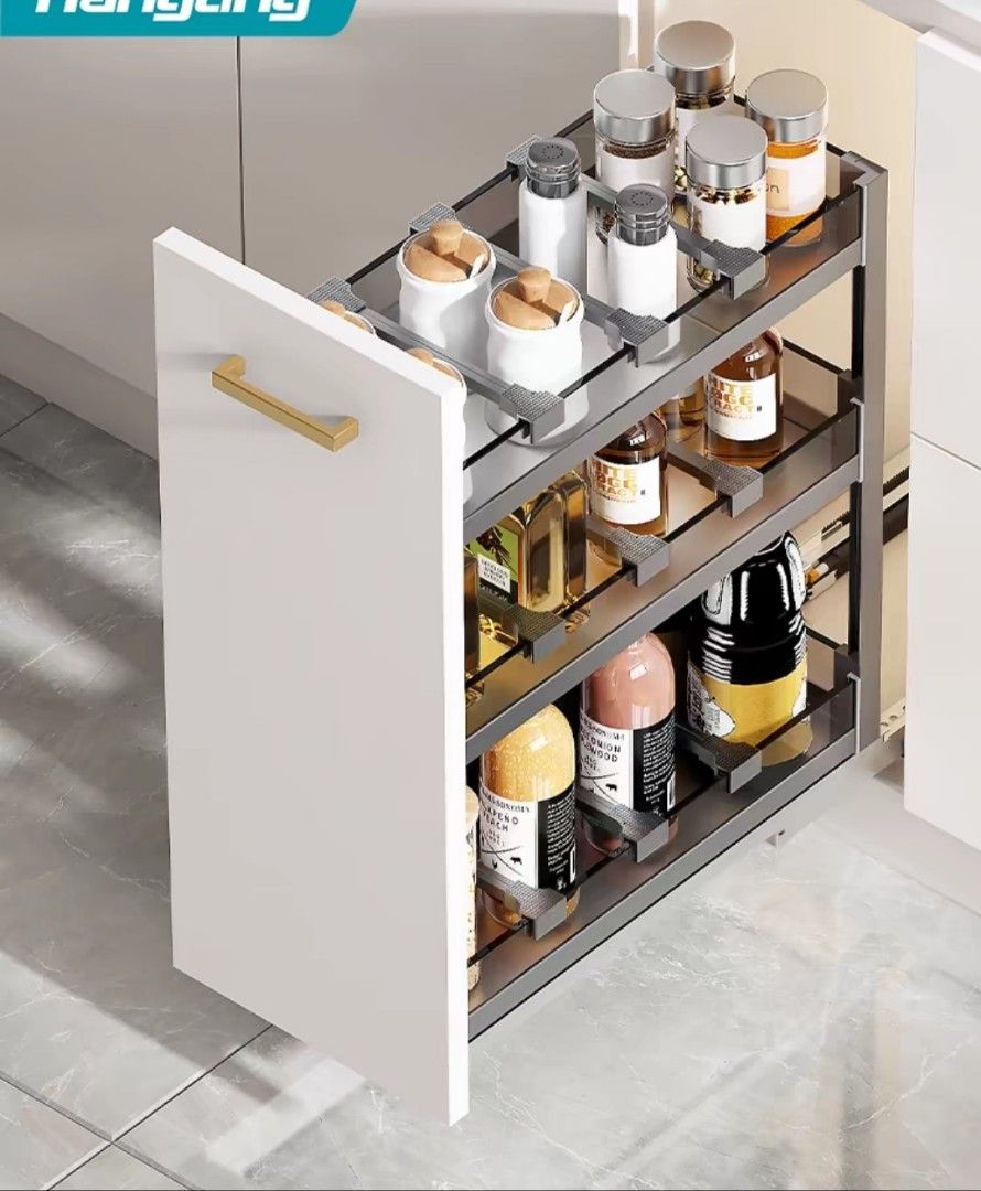 BN 3 tiers Kitchen Cabinets Condiments Drawer Pull out Basket Furniture Home Living Furniture Shelves Cabinets Racks on Carousell