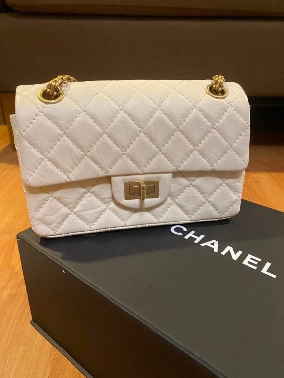 AUTH Chanel Mini Rectangular Reissue White Classic Flap Bag (Category: Luxury Bags & Wallets) located in Manila. Submitted by memorylanestore (Listing ID 1322422949, Image 1). Description: Brand: Chanel Reissue Aged Calfskin Mini Rectangular Classic Flap Bag Comes complete with bag, dustbag, box and authenticity card Used once only. Condition is still like new. RARE FIND. Hard to get item..