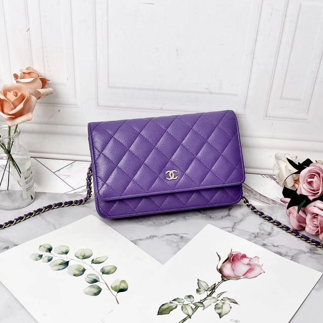 Chanel Wallet on Chain in Purple Caviar Luxury Bags Wallets on Carousell