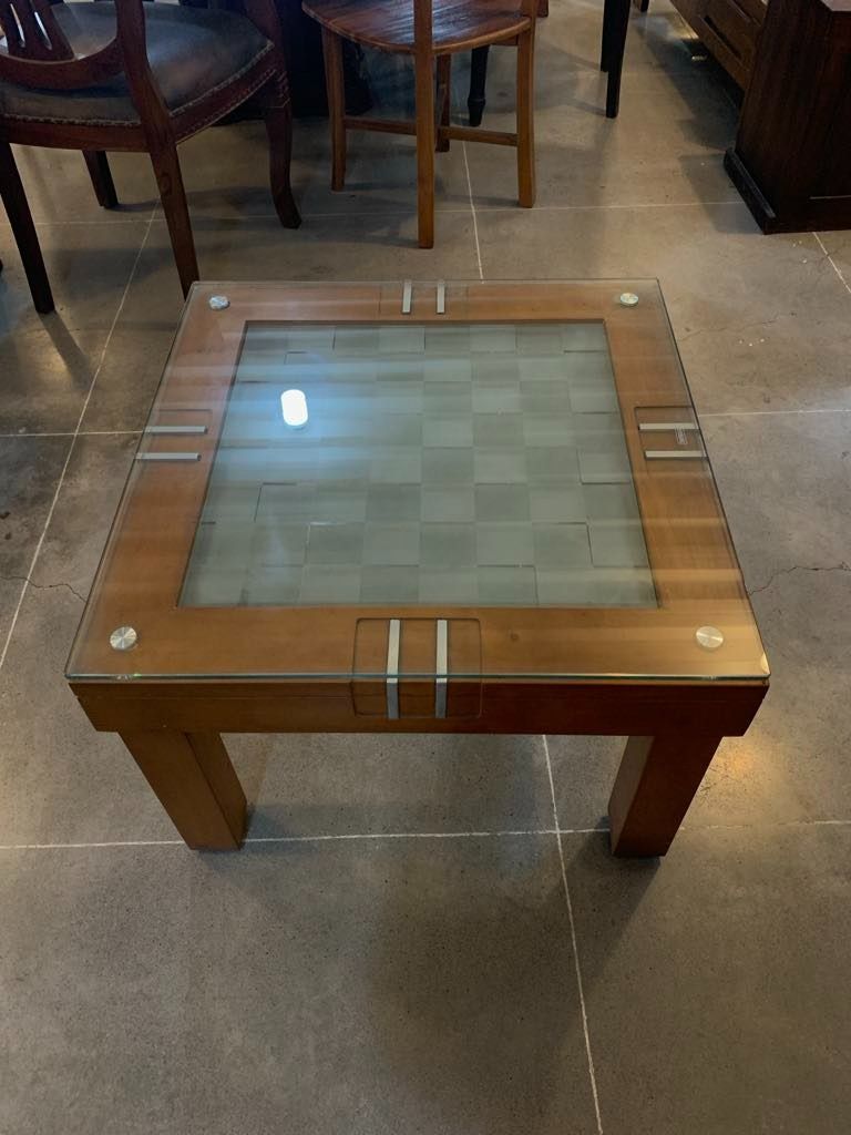 Chess Board Glass Coffee Table (Category: Tables & Sets) located in Quezon City. Submitted by lindenteakmain_angieee (Listing ID 1322466084, Image 1). Description: ITEM: Chess Board Glass Coffee Table PACKAGING: Stretch firm and/or corrugated board and/or bubble wrap.
