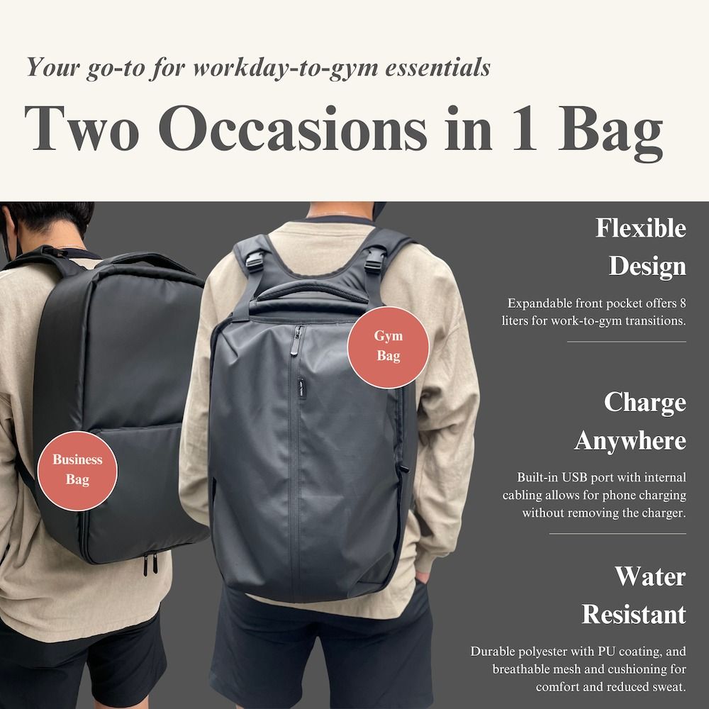 Coral Pack Multifunctional Business Gym Bag for Women and Men Water Resistant High Capacity Durable