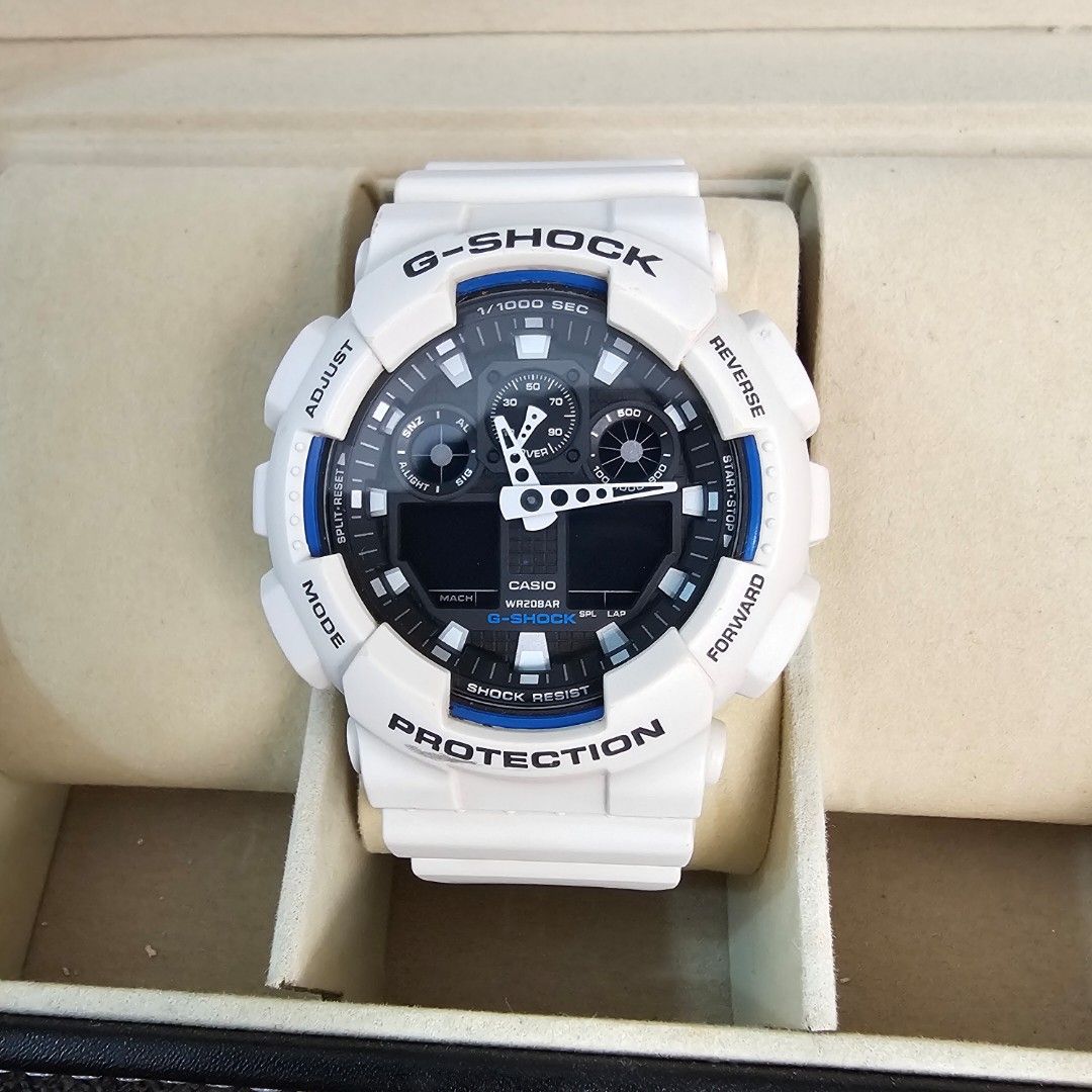 Ga 100b Casio Wr20bar White Casio G-Shock GA-100B-7A White Black