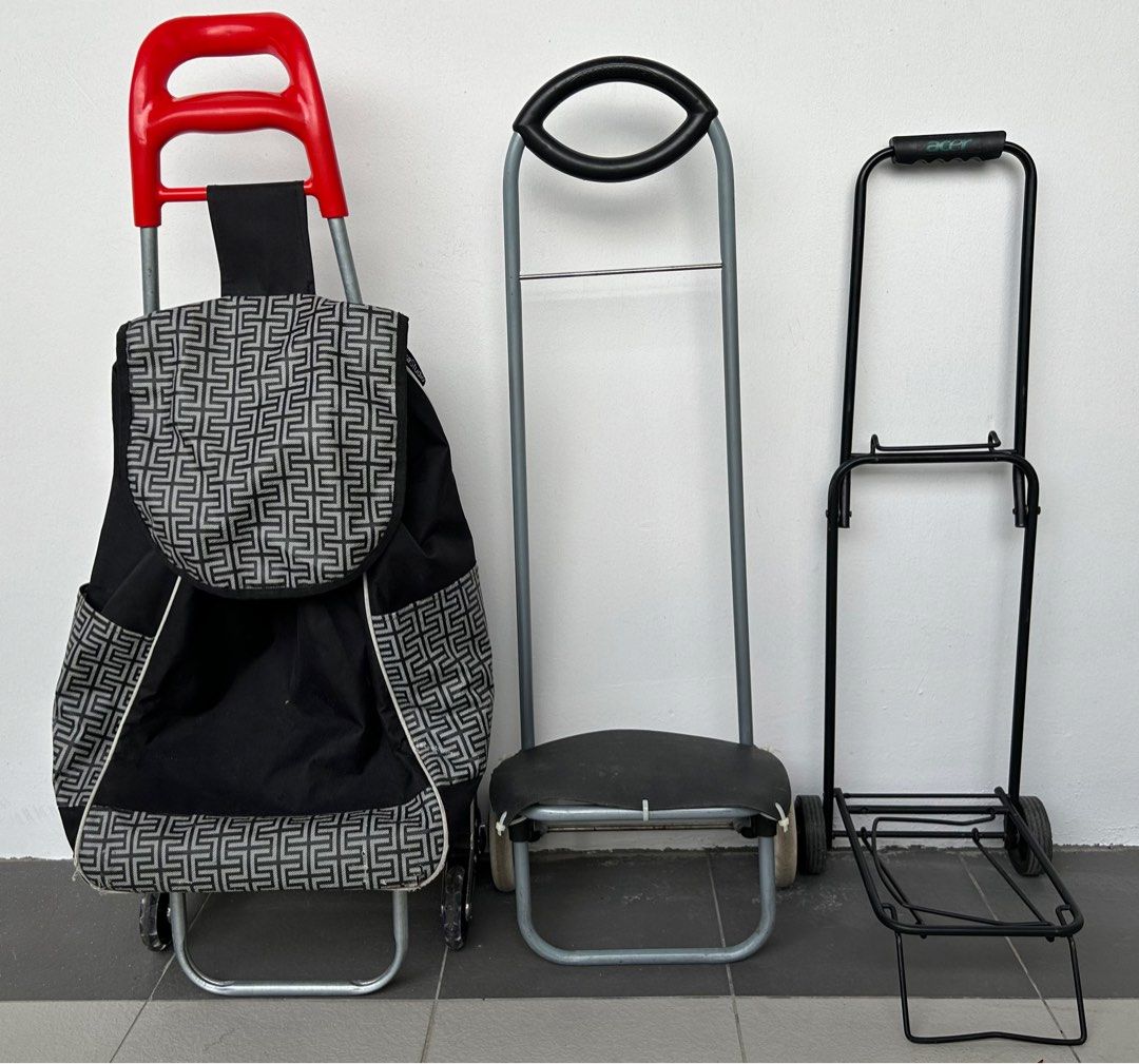 Hand Buggy Foldable Trailer Luggage Trolley Lever Car Trolley Pull Goods Household Moving Pull Rod Shopping Grocery Lightweight Climbing Portable